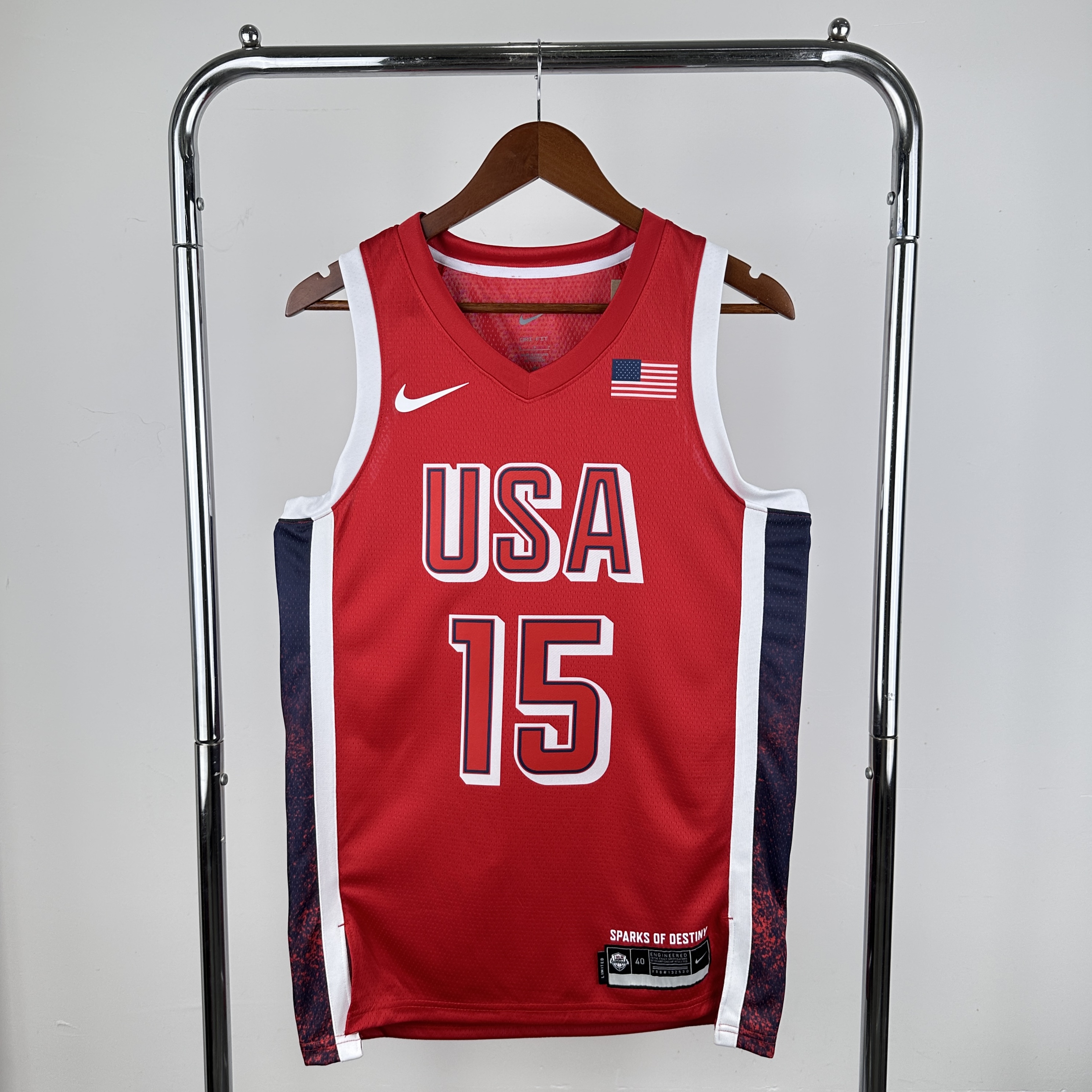 2024 Olympic USA 15 Booker Red Nike NBA Jersey